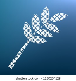 Tree branch sign. Vector. White textured icon at lapis lazuli gradient background.