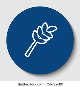Tree branch sign. Vector. White contour icon in dark cerulean circle at white background. Isolated.