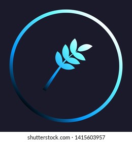 Tree branch sign. White, cyan and blue gradient icon as round button in white shell at dark blue background. Illustration.