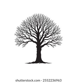 tree branch silhouette vector art flat icon design isolated with white background