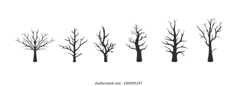 Tree Branch silhouette vector, Dead Tree without Leaves Vector Illustration