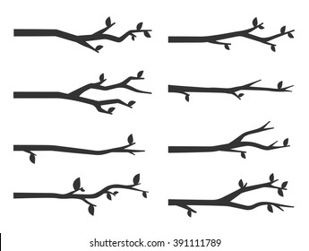 Tree branch silhouettes vector set