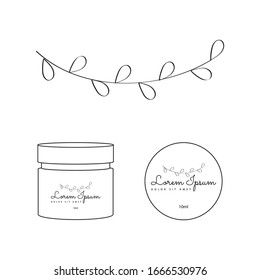 tree branch, vector illustration and cosmetic container mock up