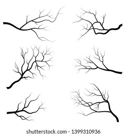 Tree branch vector illustration isolated on white background. Flat design