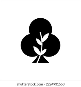 Tree branch vector logo design with poker card symbol background.