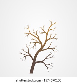 Tree branch without leaves silhouette. Tree branch vector illustration.