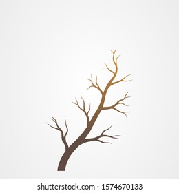 Tree branch without leaves silhouette. Tree branch vector illustration.