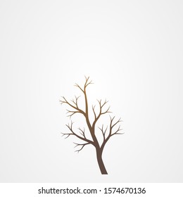 Tree branch without leaves silhouette. Tree branch vector illustration.