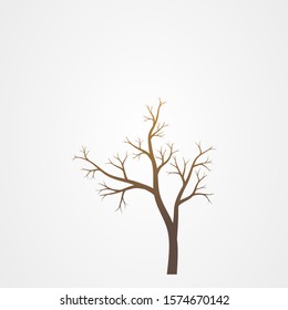 Tree branch without leaves silhouette. Tree branch vector illustration.