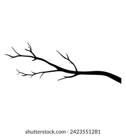 Tree branch without leaves silhouette icon vector illustration. Firewood black symbol, sign, logo. Isolated on white background.