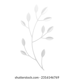 Tree branch wood botanical plant leaves white floristic composition decor 3d icon realistic vector illustration. Botany elegant bloom wild ecology foliage blooming wedding beauty decorative element