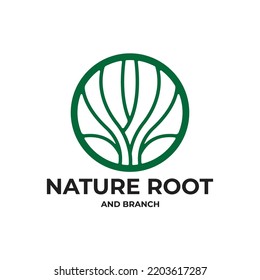 tree branches in a circle logo vector