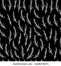 tree branches, dry forest seamless pattern on a black background
