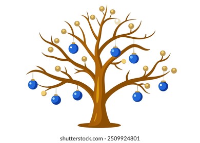 a tree with branches dusted in snow decorated wit illustration vector