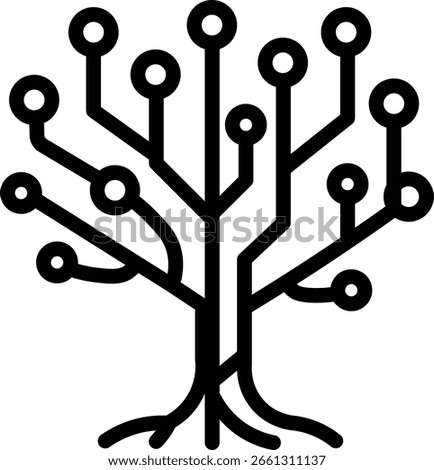 A tree with branches forming circuit lines, symbolizing growth and intelligence through technology.