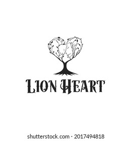 tree branches forming a lion's head heart vector illustration