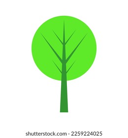 Tree with branches isolated on white background, single cartoon flat icon for apps and websites, vector illustration