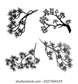 Tree Branches .
Japanese traditional ink painting
 Oriental style sumi e, u shun, go hua,
SSTK abstract,
vector illustration.