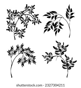 Tree Branches .
Japanese traditional ink painting
 Oriental style sumi e, u shun, go hua,
SSTK abstract,
vector illustration.