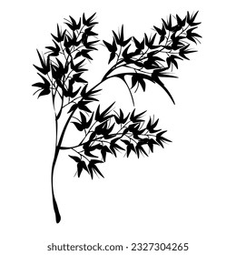 Tree Branches .
Japanese traditional ink painting
 Oriental style sumi e, u shun, go hua,
SSTK abstract,
vector illustration.