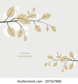 Tree branches with leaves. Abstract autumn background. 