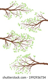 Tree Branches with Leaves Set