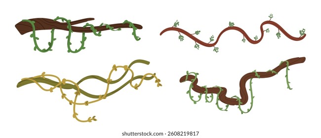 Tree branches with leaves. Set of branch tree illustration design