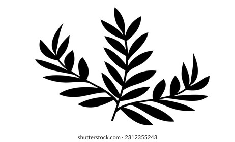 Tree branches with Leaves Shilouette used for floral design resources, invitation, black and white background