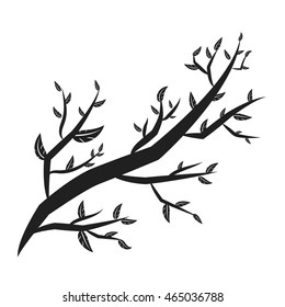 tree branches with lot of leaves silhouette isolated on white background