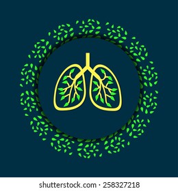 Tree branches like the lungs, on blue background