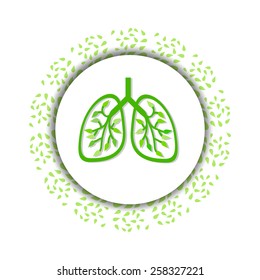 Tree branches like the lungs, on white background