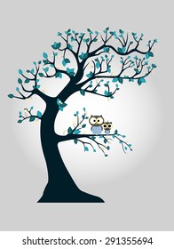 Tree with branches and owl