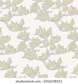 Tree branches in a pattern.Vector seamless pattern with tree branches on a light background.