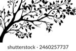 Tree branches silhouette isolated on white background. Vector illustration forest design and element landscape season. Autumn clip art and decoration abstract outdoor