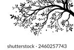 Tree branches silhouette isolated on white background. Vector illustration forest design and element landscape season. Autumn clip art and decoration abstract outdoor