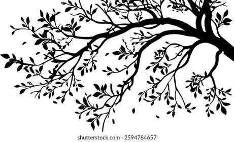  Tree branches silhouette isolated vector