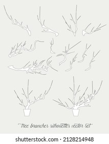 Tree branches silhouette vector set	