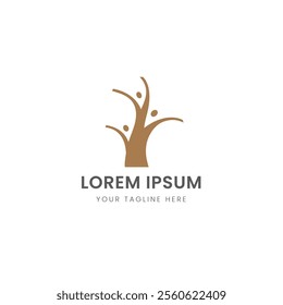 Tree with branches vector logo people in a tree shape concept logo icon