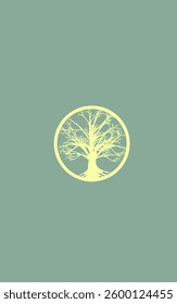 tree branching in a circle with green background