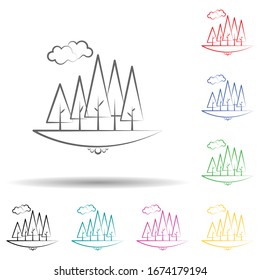 Tree break tree multi color set icon. Simple thin line, outline vector of landspace icons for ui and ux, website or mobile application