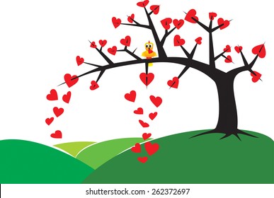 tree of broken heart with many red heart, love tree