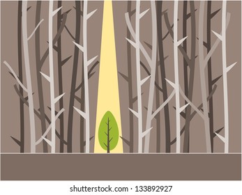 Tree in brown background in eco concept illustration