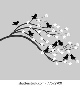 tree brunch with birds