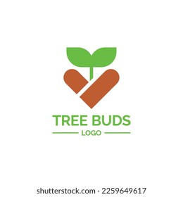 Tree Buds Love Logo, geeignet für Ihr damit verbundenes Unternehmen