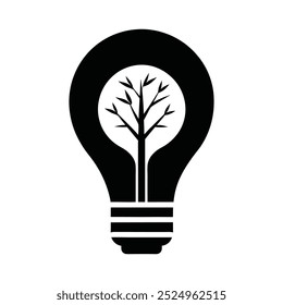 Árbol en la Ilustración vectorial del icono del bulbo para los proyectos divertidos y creativos del libro para colorear de los niños.