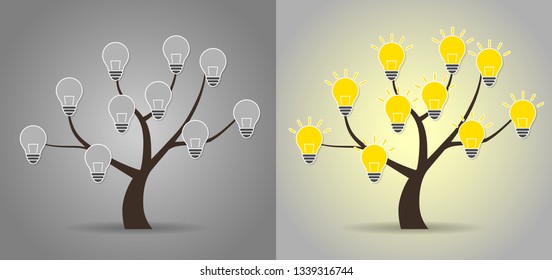 Tree and bulb illustration set