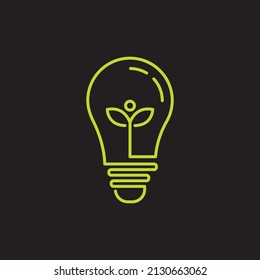 Tree and bulb line ilustration logo vector design