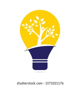 Tree bulb  logo design. Health and care logo design template.	