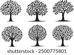 tree bundle silhouette set illustration