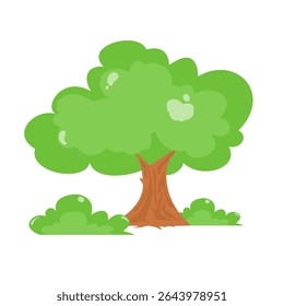 Tree and bush illustration. Jungle cartoon. Nature element. Can be used for wallpaper, sticker, kid room decoration